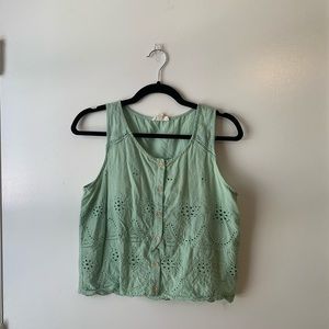 Light green button up tank top